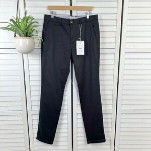 New Perk Feel Good‎ Chinos Slim Fit Stretch Solid Black Pants Mens Size 34x30